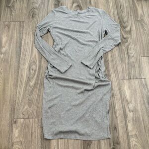 Women's Long Sleeve Maternity Dress - Gray
